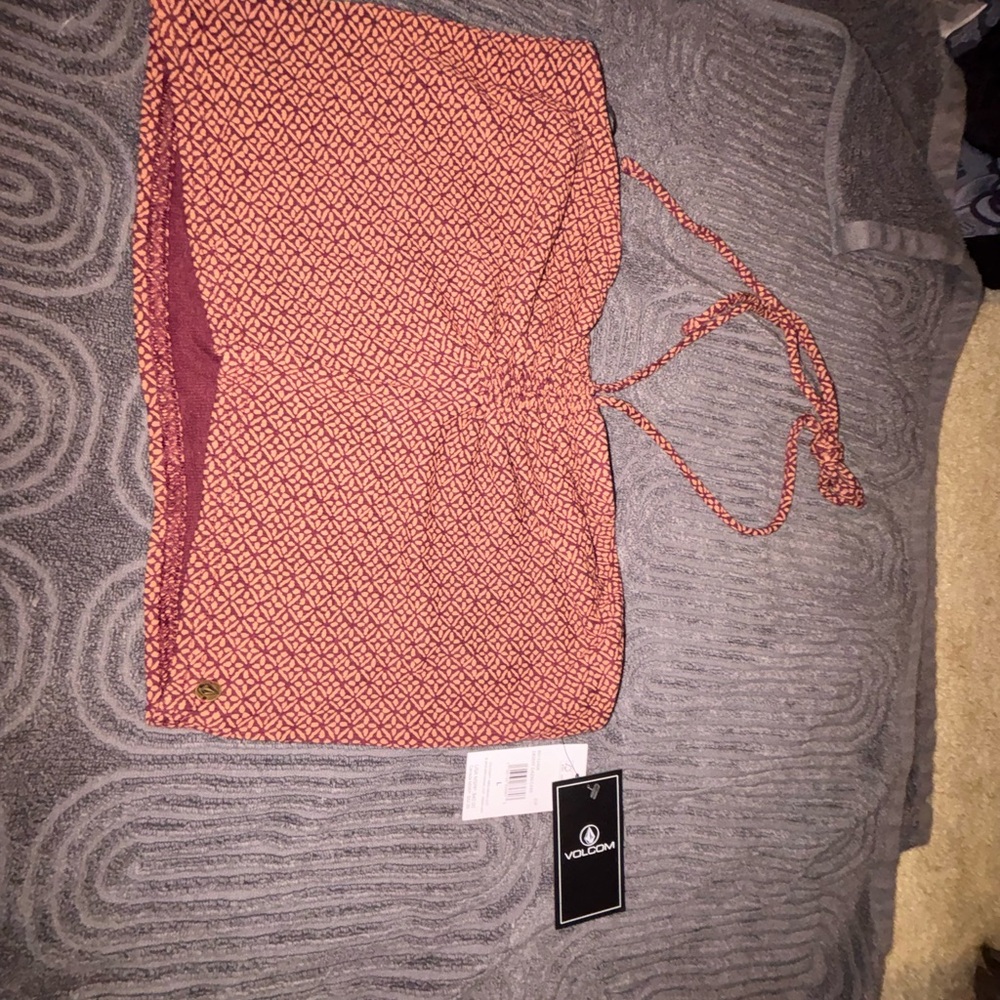 Volcom Red Geometric Bikini Top